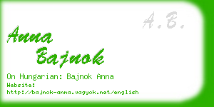 anna bajnok business card